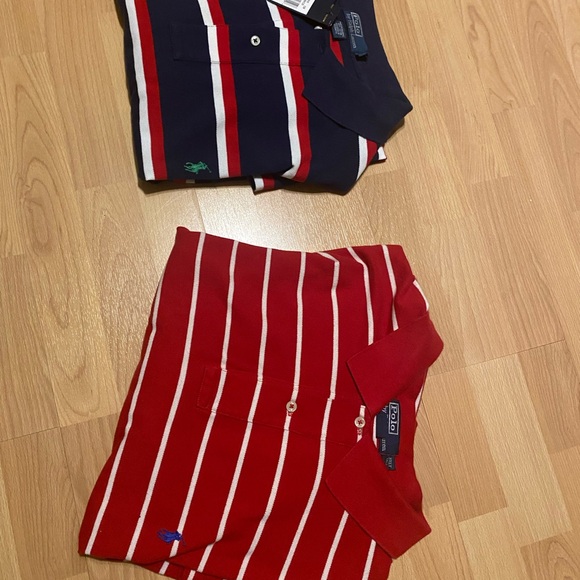 Polo by Ralph Lauren Red and Navy Striped Shirts - Picture 1 of 1
